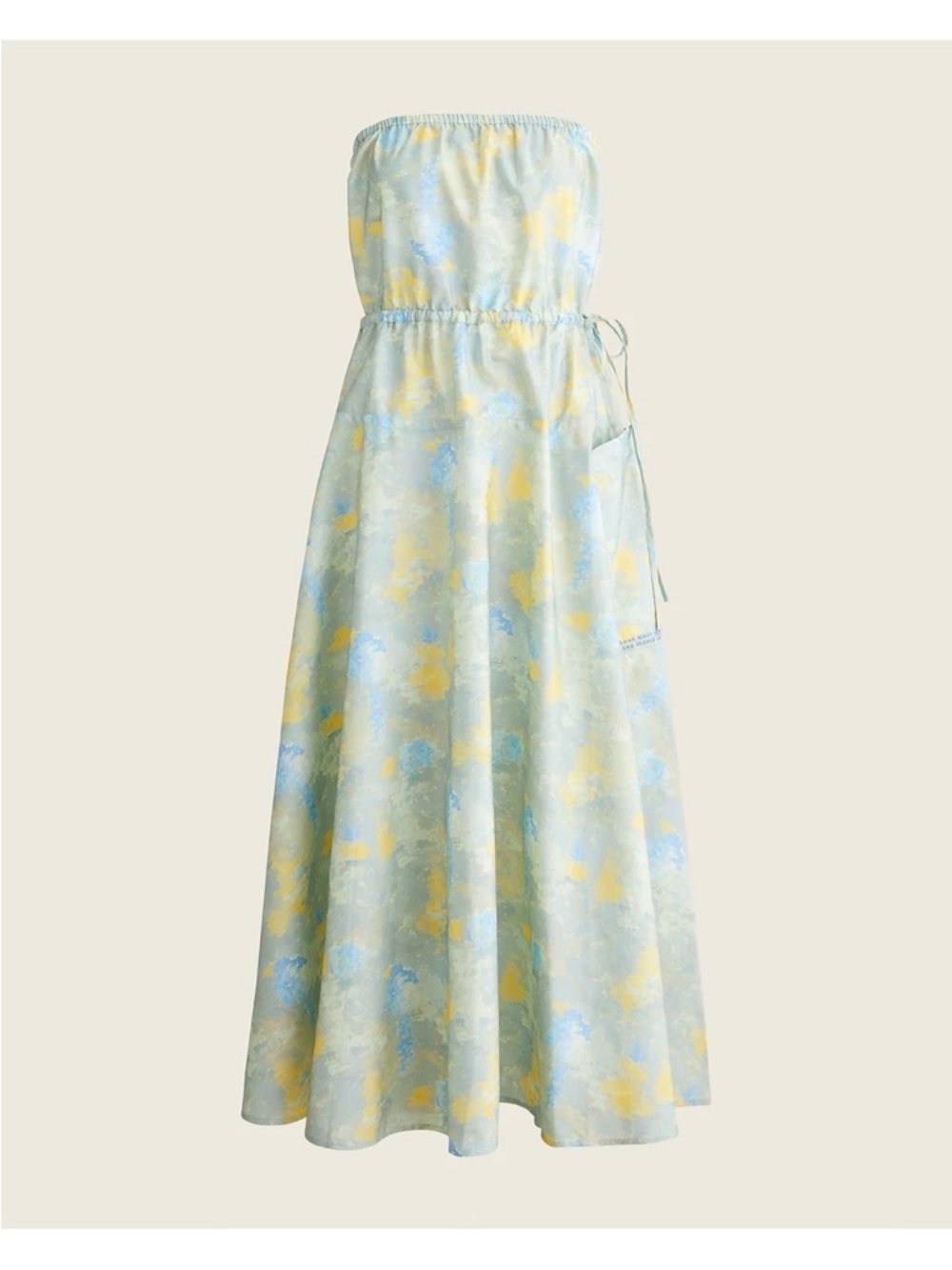 J. Crew Strapless Maxi Dress in Pale Blue, Yellow and Mint Floral